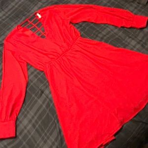 Red dress with back and sleeve cutouts
